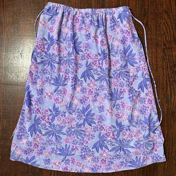 Vintage Purple Floral Knee Length Skirt Size Large - Picture 2 of 8